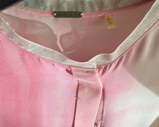 Elie Tahari Pink and White Button-Down Blouse