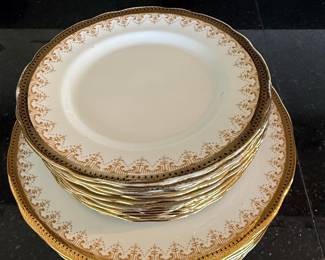 U.P.C. Bone China Gold-Trimmed Dinner Plates