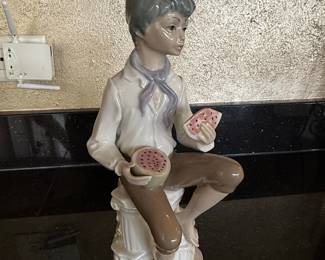 Porcelanas Casades Boy with Watermelon Figurine