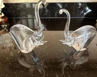 Vintage Clear Art Glass Elephant Figurines