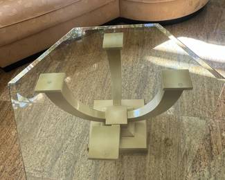 Art Deco Style Hexagonal Glass Top Coffee Table