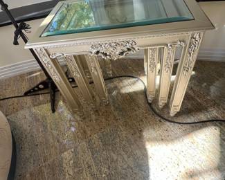 Ornate Gold-Finished Nesting Table Set