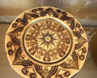 Decorative Gold-Tone Mandala Charger Plates