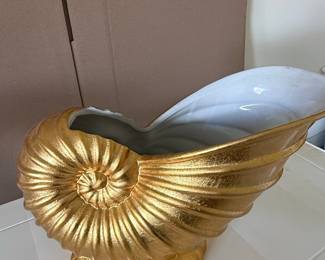 Gilt Ceramic Nautilus Shell Vase