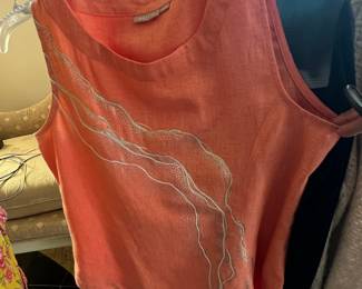 Kavita Bhartia Coral Linen Sleeveless Top