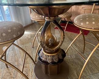 Sculptural Floral Pedestal Bistro Table with Chairs