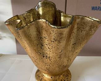 Murano Style Gold Leaf Fazzoletto Vase