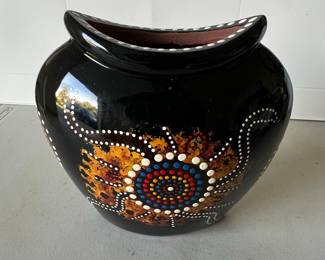 Australian Aboriginal Style Dot Art Ceramic Vase