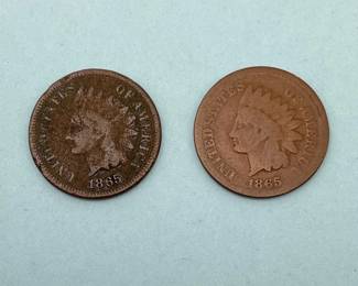 Two 1865 Indian Head Cents