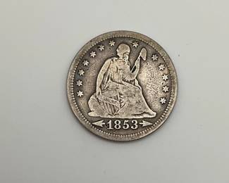 1852 Arrow & Rays Seated Liberty 25c