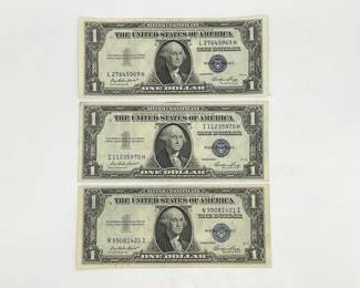 Three 1935 E $1 Silver Certificates