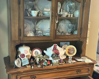 Lot 71: Wood China Cabinet with Tiffany & Co. China, Glassware, and Decorative Items