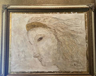 Lot 248: Framed Carol Matthews 2005 Angel Portrait Painting