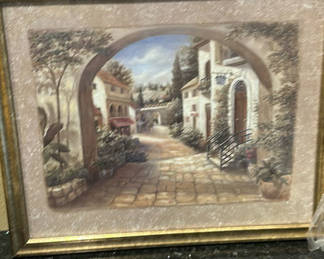 Lot 68: Framed Wall Art, Decorative Chef Plaques, and White Curtains