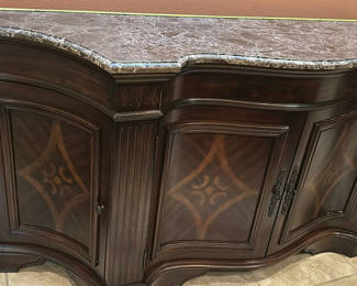 Lot 97: Dark Wood Cabinet with Marble-Style Top