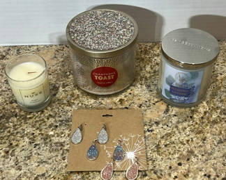 Lot 205: Scented Candles and Glitter Teardrop Earrings