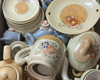 Lot 74: Vintage Floral Ceramic Tea Set and Dishware