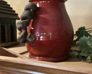 Lot 33: Decorative Ceramic Pitchers, Church Model, Vase, Faux Greenery, and Wall Sign