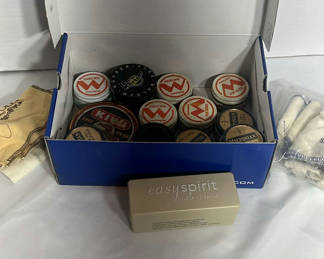 Lot 220: Assorted Shoe Polish Tins and Shoe Care Accessories