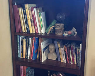 Lot 116: Wooden Bookshelf with Books and Decorative Items
