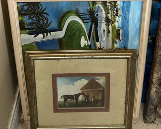 Lot 10: Framed Paintings and Decorative Wall Panel