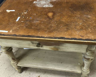 Lot 28: Wooden Side Table with Drawer and Lower Shelf