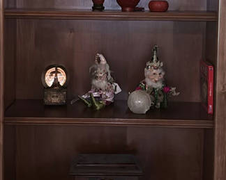 Lot 104: Decorative Chest, Red Carved Decor, Figurines, Clock, and Assorted Home Decor Items