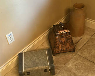 Lot 64: Decorative Storage Box, Carved Wooden Box, and Ceramic Vase