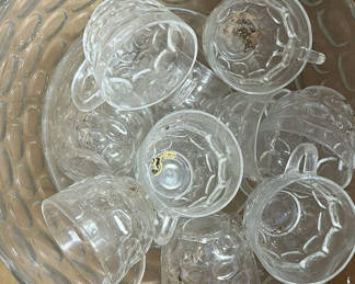 Lot 12: Glass Cups, Serving Bowl, and Holiday Decorations