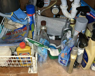 Lot 53: Assorted Household Cleaning Supplies and Brushes