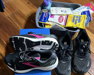Lot 273: Brooks and HOKA Women's Running Shoes with Shoe Accessories