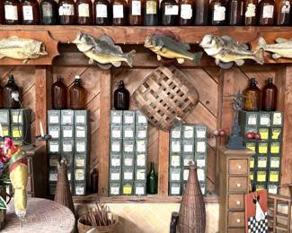 MEDICIENE BOTTLES AND METAL PRECRIPTION FILE BOXES