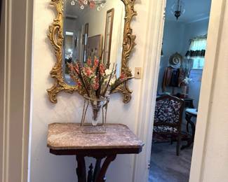 MARBLE TOP PARLOR TABLE