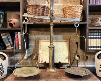 LARGE BRASS BALANCE SCALE 42" TALL