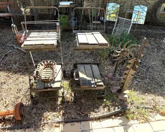 IRON AND WOOD SHOPPING CARTS