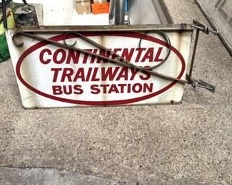 CONTINENTAL TRAILWAYS BUS STATION PORCELAIN WITH ORIGINAL BRACKET
