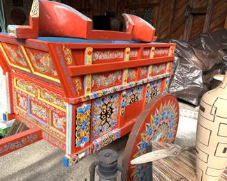 COSTA RICA OXCART WAGON 48"TALL 33" WIDE EXCLUDING WHEELS 9' TOUNGE