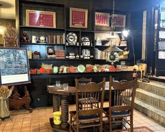 POTTERY GAMING TABLE AND EMBROIDERY BOTTOM CHAIRS