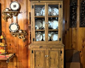COUNTRY PRIMITIVES PINE CHINA CABINET