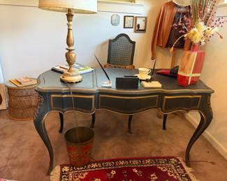 GREEN QUEEN ANNE LADIES DESK WITH CHAIR