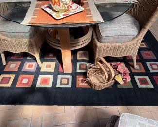 BLACK RUG WITH SQUARES 6'5" X 7'8"