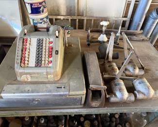 BURROUGHS ADDING MACHINE AND TACO HYDRALIC DOOR HINGES