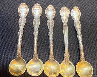 5 STERLING GORHAM STRASBOURG SALT SPOONS 1897