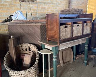 COTTON BASKET BAR, TABLE AND STORAGE BENCH