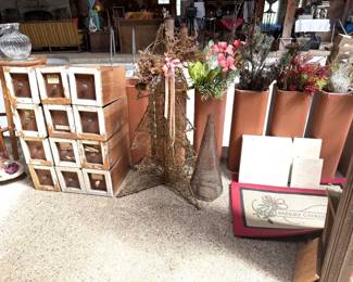 TERRA COTTA CYLINDERS AND WOOD DRAWERS