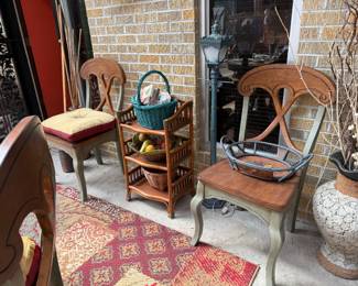 2 OF THE 6 CHAIRS TO PIER ONE SET & RATTAN SHELF