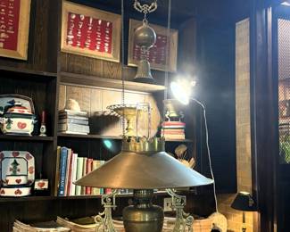 BRASS HANGING OIL LAMP