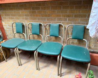 4 OF 6 CHROME AND VINYL CAFE' CHAIRS