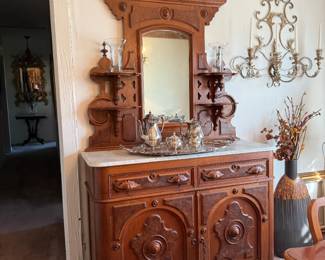 EASTLAKE VICTORIAN MARBLE TOP SERVER