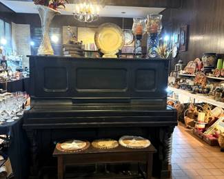 WM KNABE UPRIGHT PIANO AND STOOL